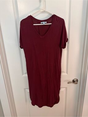 She + Sky V-Neck Tunic Dress - Burgundy Wine